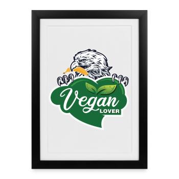 Vegan Lover Eagle Graphique - Affiche encadrée (27 × 37 cm) - noir - Devant