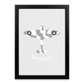 Spitfire fighter plane - Framed poster (27 × 37 cm) - black - Front