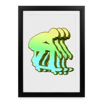 Skateboarder 3D - Affiche encadrée (27 × 37 cm) - noir - Devant