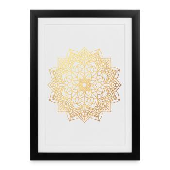 Chemise de yoga or méditation ornement soleil mandala - Affiche encadrée (27 × 37 cm) - noir - Devant