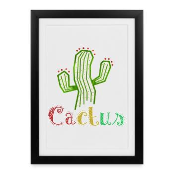 Cactus Colorful - Framed poster (27 × 37 cm) - black - Front