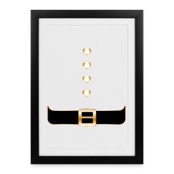 Ceinture dorée Minimal Line Art - Affiche encadrée (27 × 37 cm) - noir - Devant