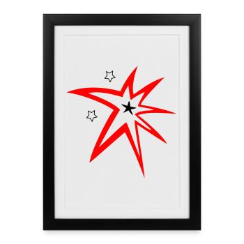 Étoiles, feux d’artifice, étoile filante - Affiche encadrée (27 × 37 cm) - noir - Devant
