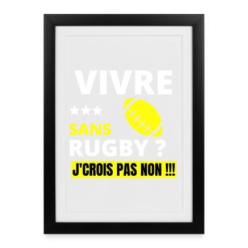 rugby, rugby sport, rugby humour - Affiche encadrée (27 × 37 cm) - noir - Devant