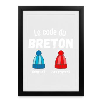 bretagne, bretagne humour, je suis Breton - Affiche encadrée (27 × 37 cm) - noir - Devant