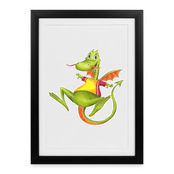 petit dragon - Affiche encadrée (27 × 37 cm) - noir - Devant