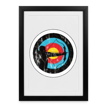 Archer de tir à l’arc avec cible - Affiche encadrée (27 × 37 cm) - noir - Devant