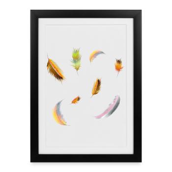 plumes délicates et colorées symbole de légèreté - Affiche encadrée (27 × 37 cm) - noir - Devant