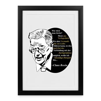 Jura Claus Roxin Strafrecht Zitat Jurastudium - Gerahmtes Poster (27 × 37 cm) - Schwarz - Vorne