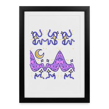 Ciel nocturne funky - Affiche encadrée (27 × 37 cm) - noir - Devant