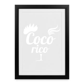 rugby, rugby sport, cocorico - Affiche encadrée (27 × 37 cm) - noir - Devant