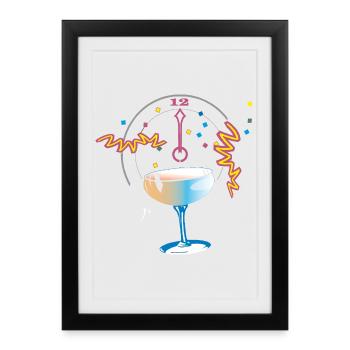 New Year's Toast Confetti - Framed poster (27 × 37 cm) - black - Front