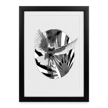 Colombe noire blanche symbole de la paix - Affiche encadrée (27 × 37 cm) - noir - Devant