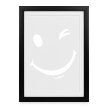 White wink expression - Framed poster (27 × 37 cm) - black - Front