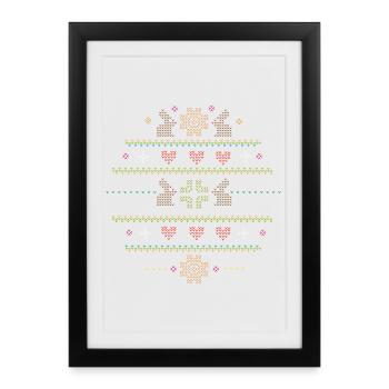 Easter motifs in knitting pattern style for Easter - Framed poster (27 × 37 cm) - black - Front