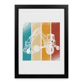 Excavatrice - Affiche encadrée (27 × 37 cm) - noir - Devant