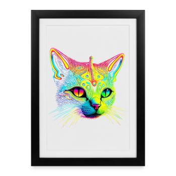 Chat extraterrestre - Affiche encadrée (27 × 37 cm) - noir - Devant