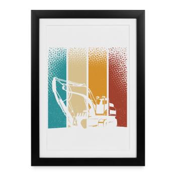 Excavatrice - Affiche encadrée (27 × 37 cm) - noir - Devant
