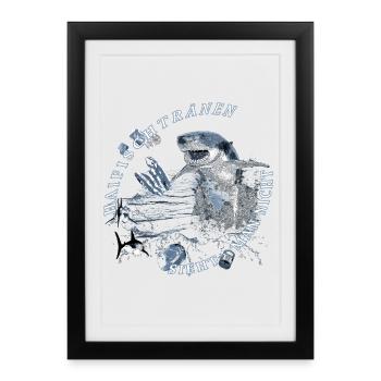 Shark tears are not seen - shark garbage seas - Framed poster (27 × 37 cm) - black - Front
