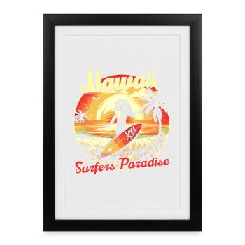 Hawaii Surfers Paradise - Framed poster (27 × 37 cm) - black - Front