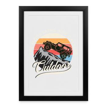 Defender Adventure Camping Retro - Framed poster (27 × 37 cm) - black - Front