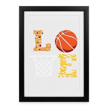 basket, basketball, fan de basket - Affiche encadrée (27 × 37 cm) - noir - Devant