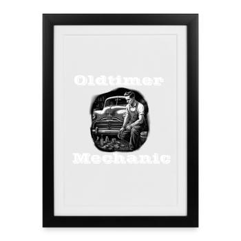 Oldtimer Mechanic white - Framed poster (27 × 37 cm) - black - Front