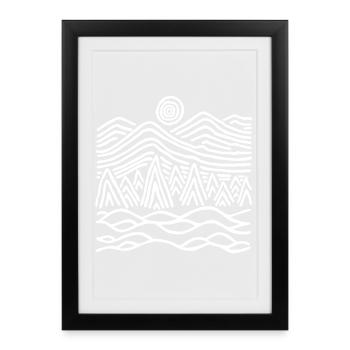 Paysage blanc étrange - Affiche encadrée (27 × 37 cm) - noir - Devant