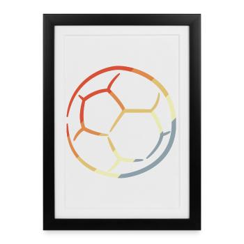 Ballon de handball vintage - Affiche encadrée (27 × 37 cm) - noir - Devant