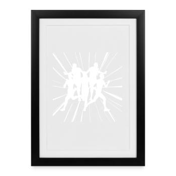 Coureurs rapides à la ligne d’arrivée en compétition - Affiche encadrée (27 × 37 cm) - noir - Devant