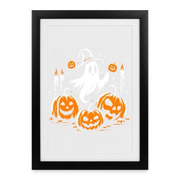 Fantôme d’Halloween - Affiche encadrée (27 × 37 cm) - noir - Devant