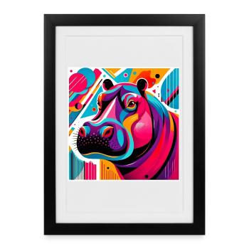 Hippopotame - Affiche encadrée (27 × 37 cm) - noir - Devant