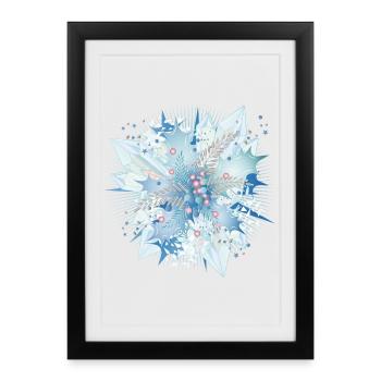 delicate bluish holly branch with crystals - Framed poster (27 × 37 cm) - black - Front