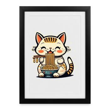 Ramen Cat - Framed poster (27 × 37 cm) - black - Front