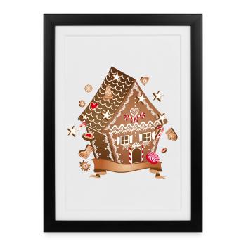 Biscuits de Noël maison en pain d’épice pour Noël - Affiche encadrée (27 × 37 cm) - noir - Devant