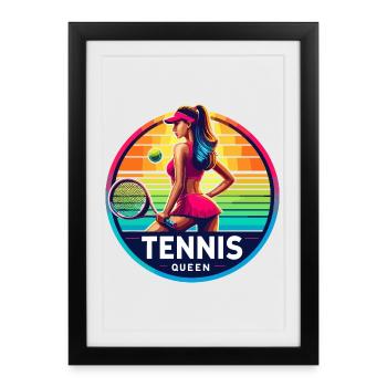 Tennis Queen Retro Badge - Framed poster (27 × 37 cm) - black - Front