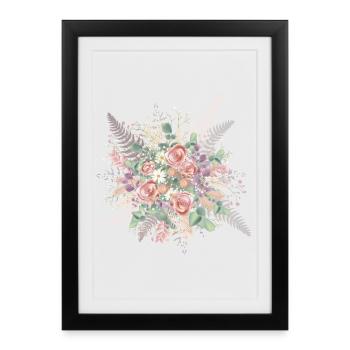 Bridal bouquet in enchanting delicate shades - Framed poster (27 × 37 cm) - black - Front