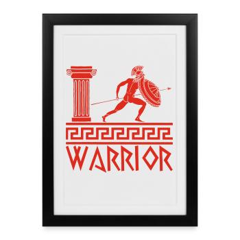 Guerrier grec antique rouge - Affiche encadrée (27 × 37 cm) - noir - Devant