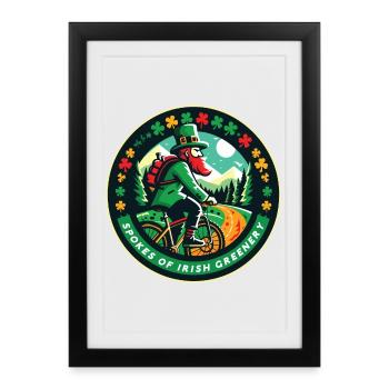 Badge cycliste irlandais de la Saint-Patrick - Affiche encadrée (27 × 37 cm) - noir - Devant