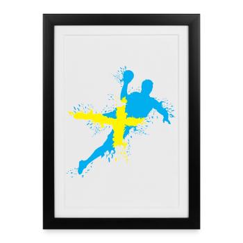 Équipe de handball Suède Lancer Explosion EC Logo icône - Affiche encadrée (27 × 37 cm) - noir - Devant