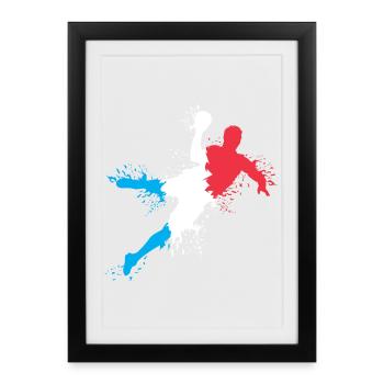 Équipe de France de handball Explosion de handballeurs Championnat d’Europe - Affiche encadrée (27 × 37 cm) - noir - Devant