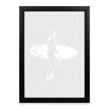 Surfing Illustration - Framed poster (27 × 37 cm) - black - Front