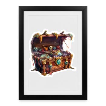 Coffre au trésor Loot RPG Jeu de rôle Shirt de jeu de rôle - Affiche encadrée (27 × 37 cm) - noir - Devant