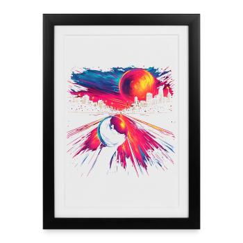 Retro Bowling 80s Look - Framed poster (27 × 37 cm) - black - Front