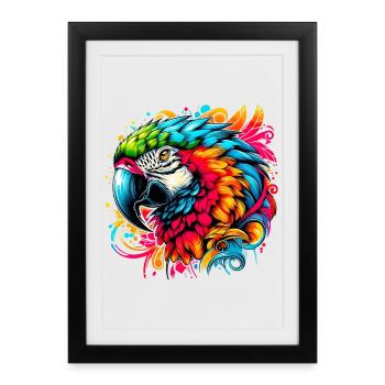 Perroquet - Affiche encadrée (27 × 37 cm) - noir - Devant