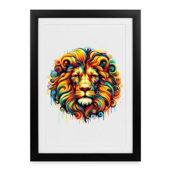 Lion - Affiche encadrée (27 × 37 cm) - noir - Devant