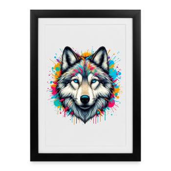 Loup - Affiche encadrée (27 × 37 cm) - noir - Devant