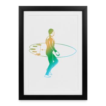 Surfing Vintage Look - Framed poster (27 × 37 cm) - black - Front