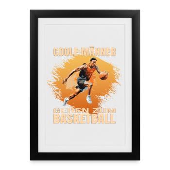 Coole Männer gehen zum Basketball - Gerahmtes Poster (27 × 37 cm) - Schwarz - Vorne