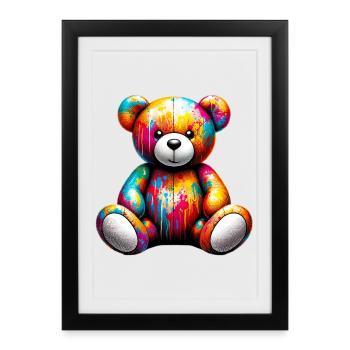 Orso orsacchiotto Ours en peluche - Affiche encadrée (27 × 37 cm) - noir - Devant